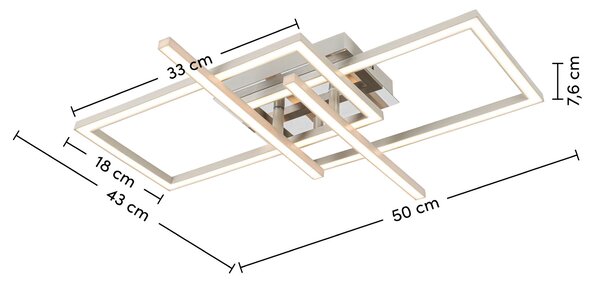STROPNÍ LED SVÍTIDLO, 50/43/7,6 cm Novel - Stropní svítidla