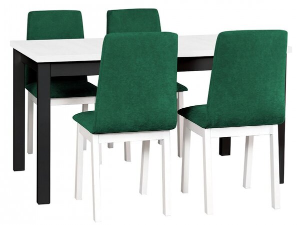 Rozkládací stůl se 4 židlemi - AL05, Barva dřeva: bílá-L, Potah: 23x - Kronos 19, Barvy nožiček: černá, Barvy nožiček: Bíla Mirjan24 5902928469875