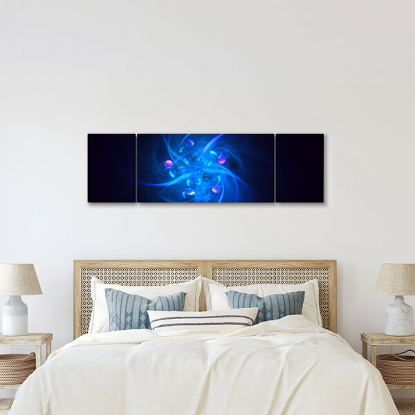 Moderní obraz modré abstrakce (170x50 cm)
