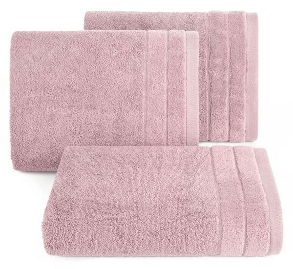 Klasický růžový ručník DAMLA s jemným pásem 30x50 cm Rozměr: 50 x 90 cm