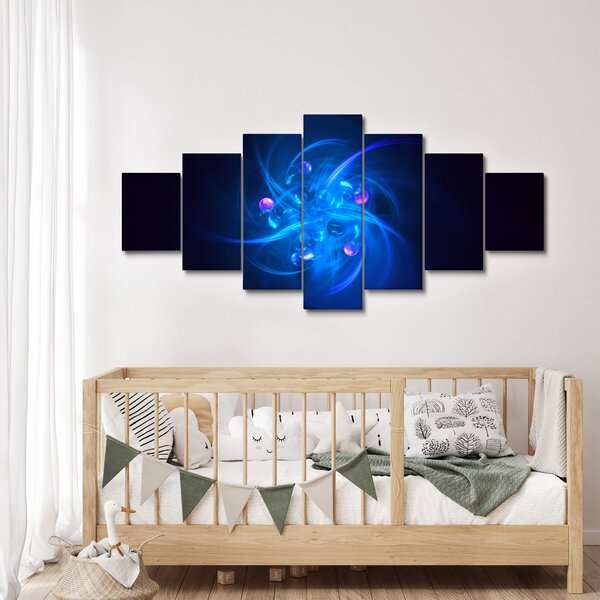 Moderní obraz modré abstrakce (210x100 cm)