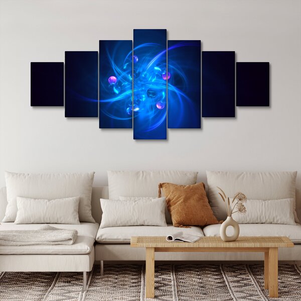 Moderní obraz modré abstrakce (210x100 cm)
