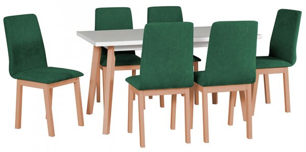 Rozkládací stůl se 6 židlemi - AL45, Potah: 23x - Kronos 19, Barvy nožiček: buk přírodní Mirjan24 5902928809718