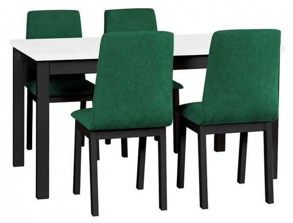 Rozkládací stůl se 4 židlemi - AL05, Barva dřeva: bílá-L, Potah: 23x - Kronos 19, Barvy nožiček: černá Mirjan24 5902928857726