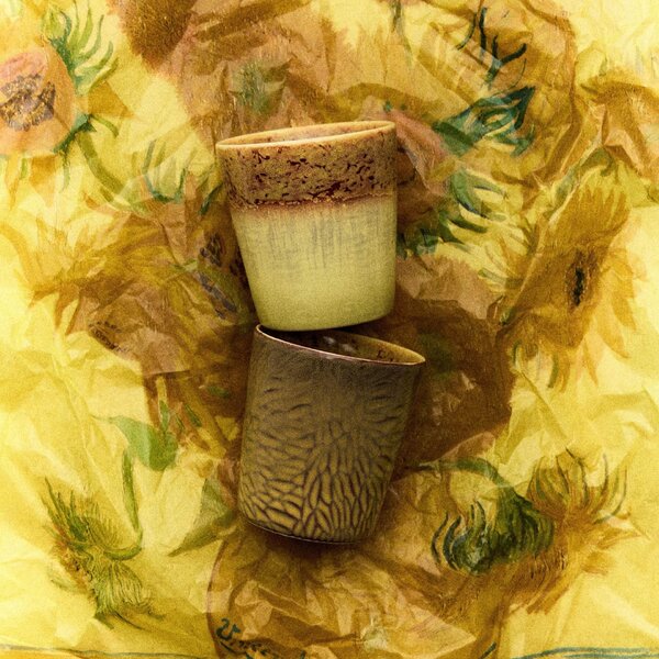 Kameninový hrnek 70's Van Gogh / Sunflowers – set 2 ks, 200 ml