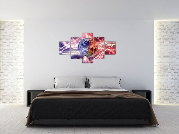 Obraz - Zeměkoule pod proudem (125x70 cm)