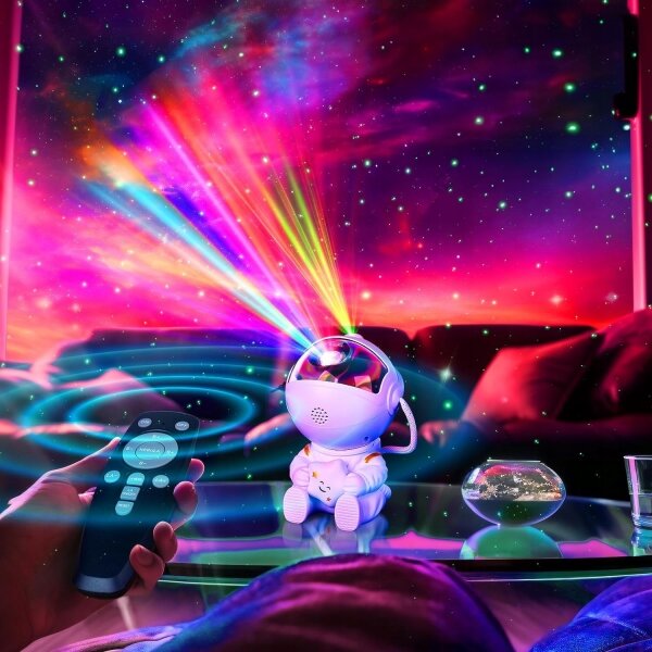 LED RGB Projektor LED/5W/5V astronaut + dálkové ovládání