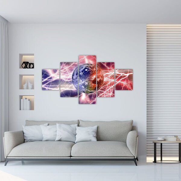Obraz - Zeměkoule pod proudem (125x70 cm)
