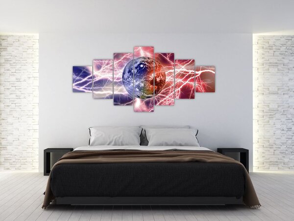 Obraz - Zeměkoule pod proudem (210x100 cm)