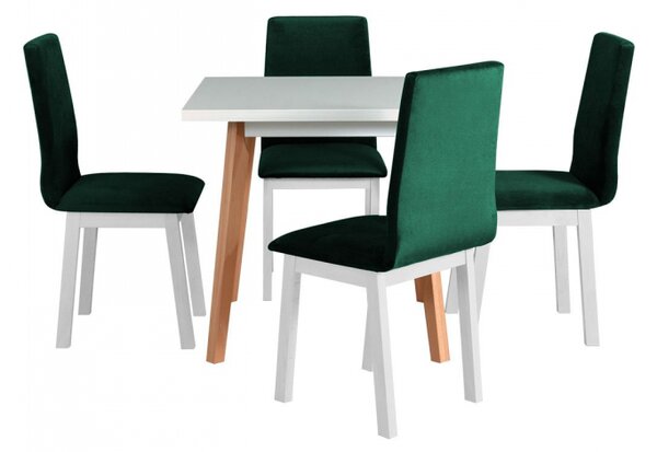 Rozkládací stůl se 4 židlemi - AL40, Barva dřeva: bílá, Potah: 23x - Kronos 19 Mirjan24 5902928999860
