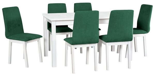 Rozkládací stůl se 6 židlemi - AL37, Barva dřeva: bílá, Potah: 23x - Kronos 19 Mirjan24 5902928964318