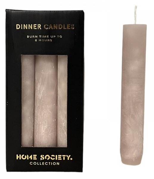 Home Society Svíčka kónická šedá sada 6ks