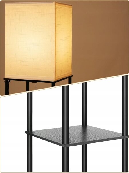 Stojací lampa s poličkami 1xE27/40W/230V černá/bílá