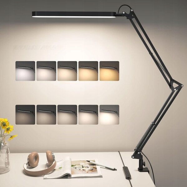 LED Stmívatelná stolní lampa s klipem LED/10W/5V 3000/4000/6000K černá