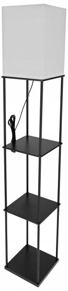 Stojací lampa s poličkami 1xE27/40W/230V černá/bílá