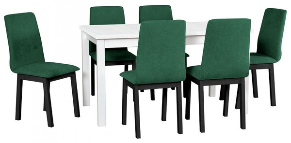 Rozkládací stůl se 6 židlemi - AL37, Barva dřeva: černý, Potah: 23x - Kronos 19 Mirjan24 5903211004988