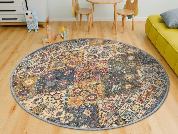 Kobercový ráj Kulatý koberec MODERN CLASSIC klasický béžový šedý Rozměr: průměr 80 cm