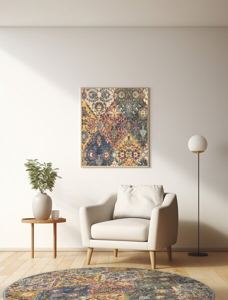 Kobercový ráj Kulatý koberec MODERN CLASSIC klasický béžový šedý Rozměr: průměr 80 cm
