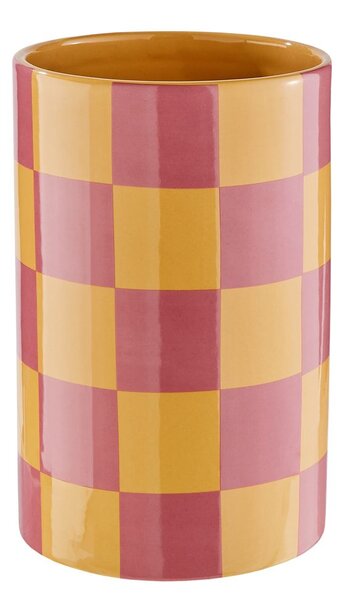CHECKER Váza 22 cm - žlutá/růžová