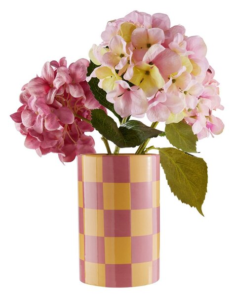 CHECKER Váza 22 cm - žlutá/růžová