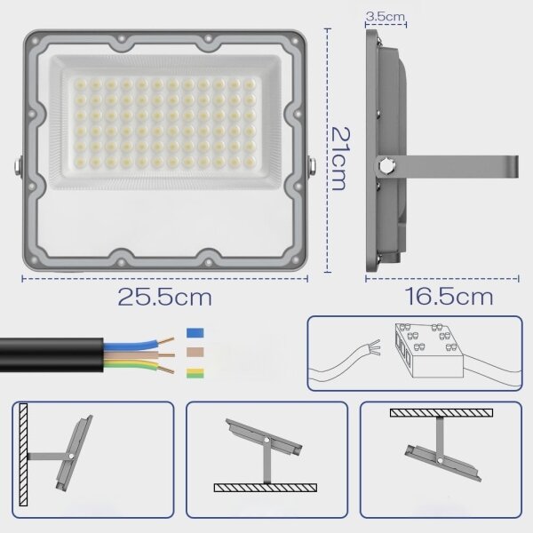 LED Venkovní reflektor LED/100W/230V 4500K IP65 šedá