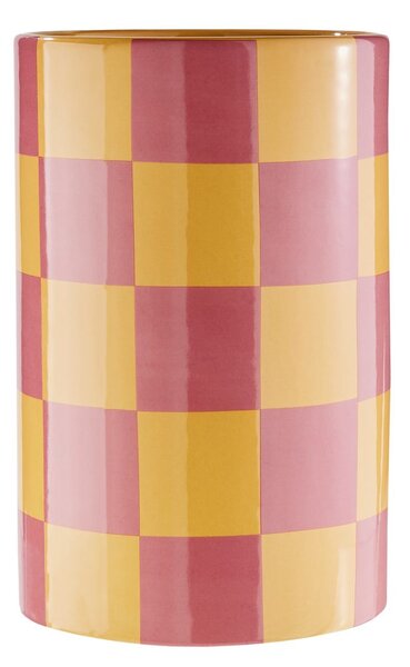 CHECKER Váza 22 cm - žlutá/růžová
