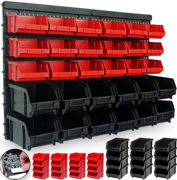Závěsný organizér do dílny ORDER, 30 boxů, 64x2x38cm, červená/černá Monzana