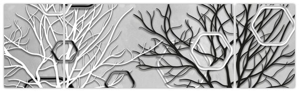 Abstraktní obraz se stromy (170x50 cm)