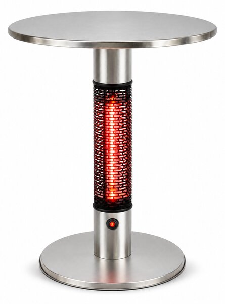 Vyhřívaný terasový stůl s infrazářičem, výška 790 mm, 1500 W, Ø 600 mm, nerezový