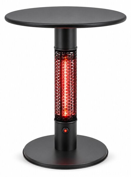 Vyhřívaný terasový stůl s infrazářičem, výška 790 mm, 1500 W, Ø 600 mm, černý
