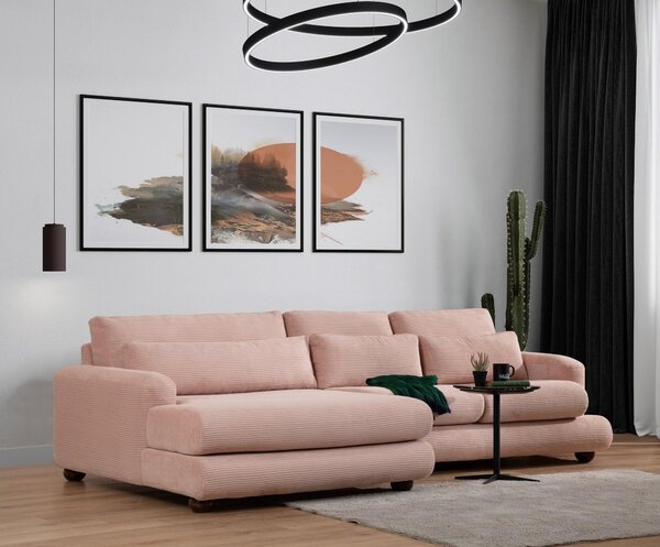Rohová sedačka Riverolla (L) (růžová). Akce -25%