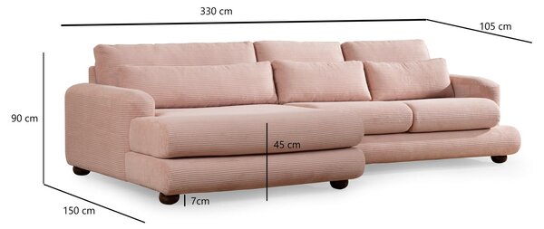 Rohová sedačka Riverolla (L) (růžová). Akce -25%