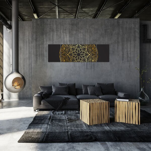 Obraz zlaté abstrakce (170x50 cm)