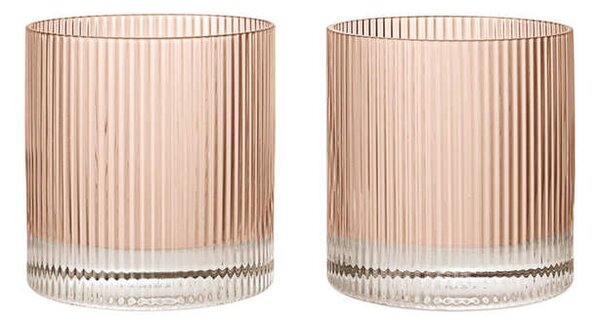 Ferm Living Sklenice na vodu Ripple Tumbler set 2 ks, blush