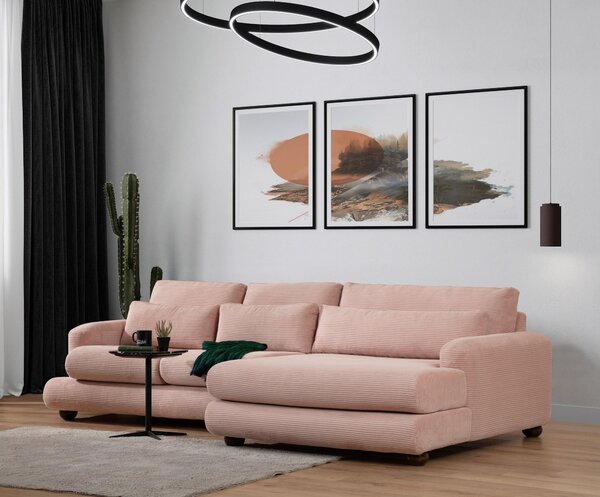 Rohová sedačka Riverolla (P) (růžová). Akce -25%