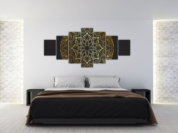 Obraz zlaté abstrakce (210x100 cm)