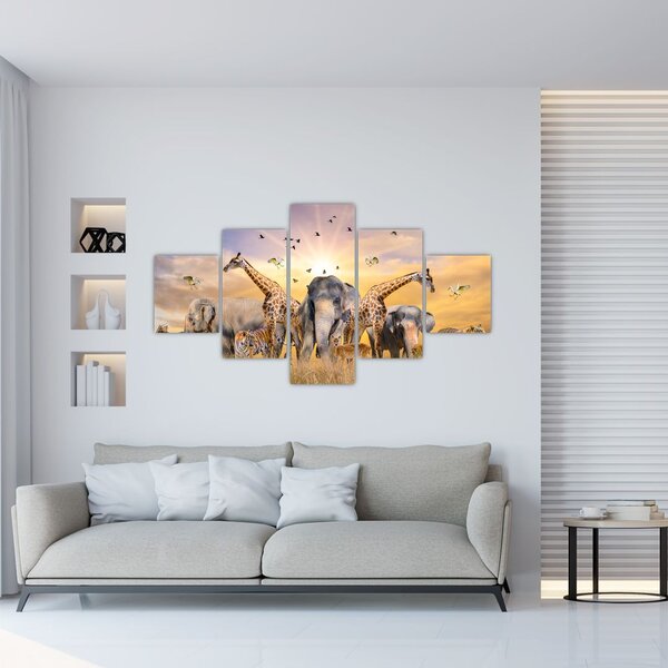 Obraz - Africká zvířata (125x70 cm)