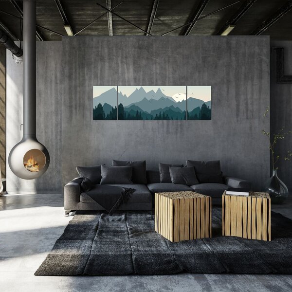 Obraz - Hory pohledem grafika (170x50 cm)