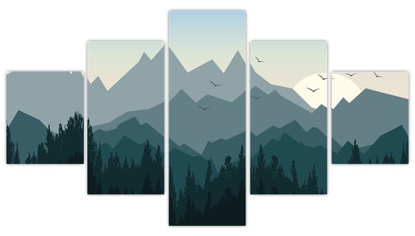 Obraz - Hory pohledem grafika (125x70 cm)