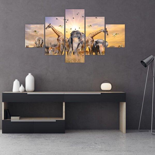 Obraz - Africká zvířata (125x70 cm)