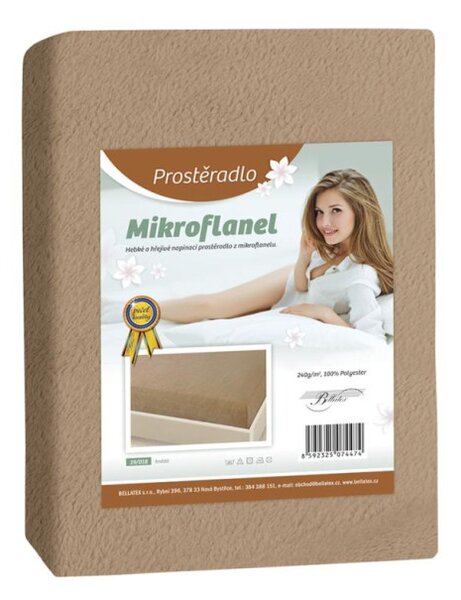 Bellatex Prostěradlo Mikroflanel hnědé - 180x200 cm