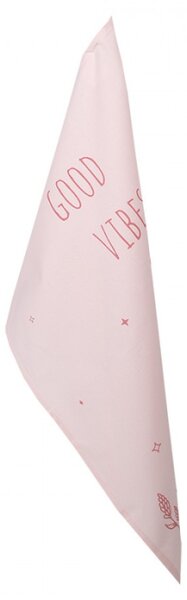 Růžová bavlněná utěrka s nápisem Good Vibes Only – 47x70 cm