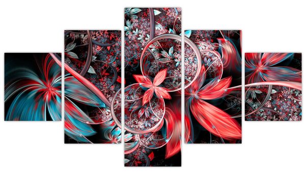 Abstraktní obraz exotických květů (125x70 cm)