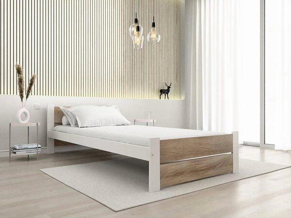 Postel IKAROS DOUBLE 80 x 200 cm, bílá/dub sonoma