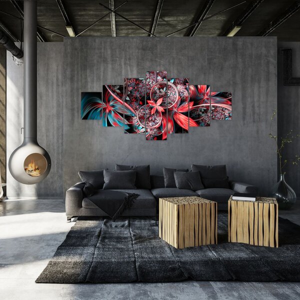 Abstraktní obraz exotických květů (210x100 cm)