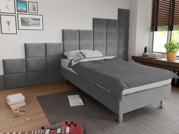Čalouněná jednolůžkova postel Estelle-Baza, Potah: ekokůže Soft 017 (bílá), Rozměr postele: 90x200 Mirjan24 5903211020957