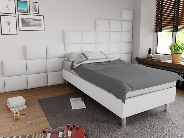 Čalouněná jednolůžkova postel Estelle-Baza, Potah: ekokůže Soft 017 (bílá), Rozměr postele: 90x200 Mirjan24 5903211020957