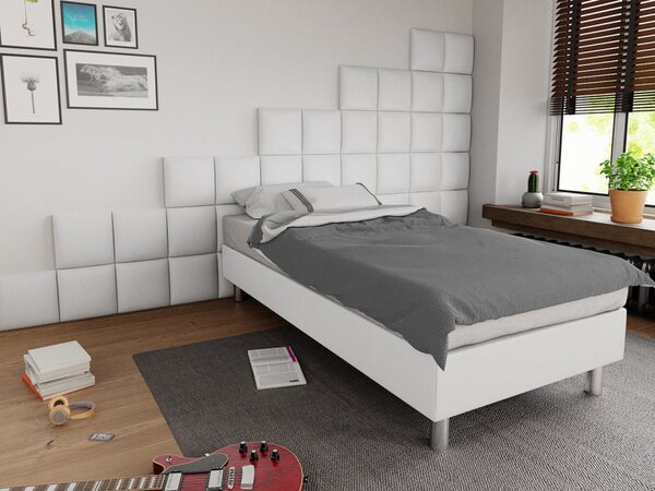 Čalouněná jednolůžkova postel Estelle-Baza, Potah: ekokůže Soft 017 (bílá), Rozměr postele: 90x200 Mirjan24 5903211020957