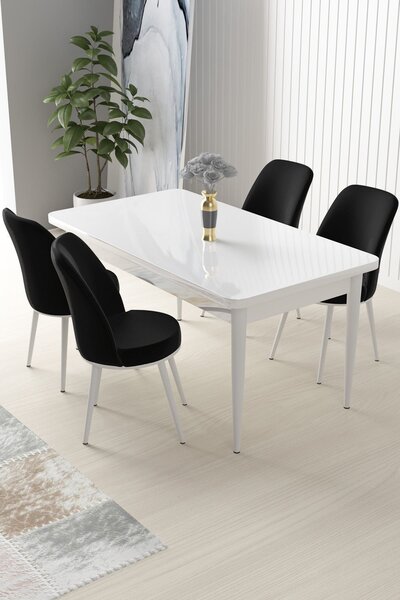 Jídelní set Nilla 1 (bílá + černá) (pro 4 osoby)