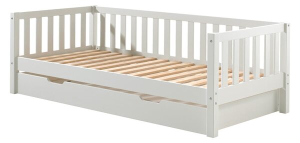 Bílá dětská postel z borovicového dřeva s výsuvným lůžkem s roštem 90x200 cm Fritz – Vipack